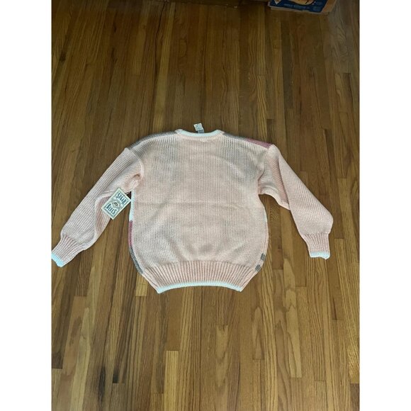 1980s vintage women's cottage core knit sweater, teddy bear and hearts, Medium - Picture 6 of 9